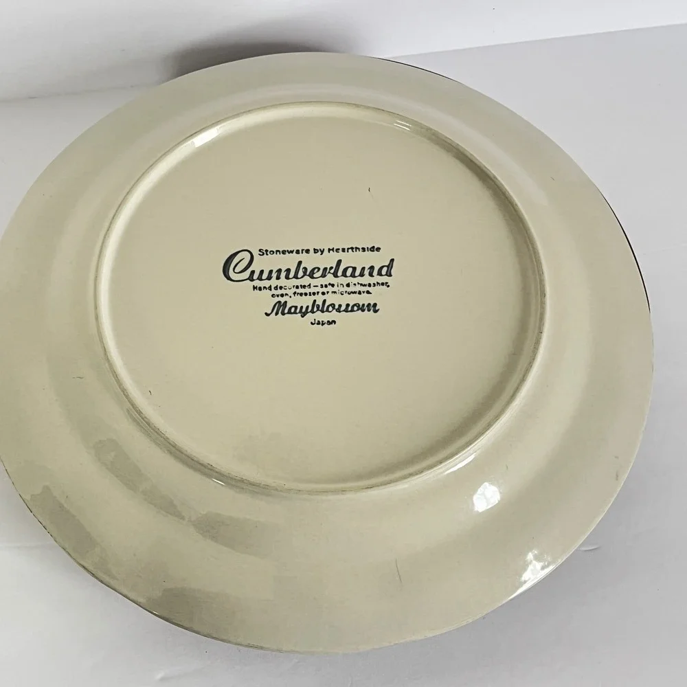 Hearthside Cumberland Dinner Plate  Cream Brown May blossom Floral 10in Set of 2